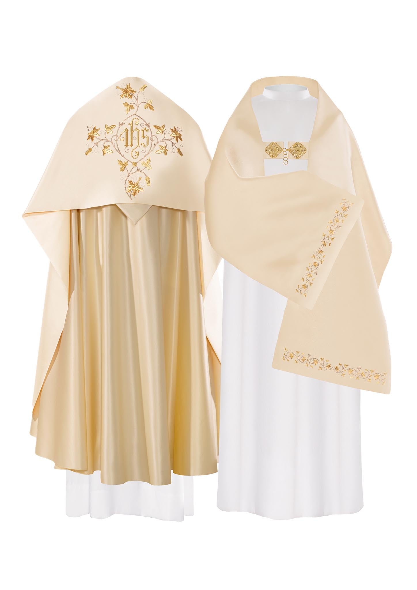 Ecru IHS embroidered liturgical veil