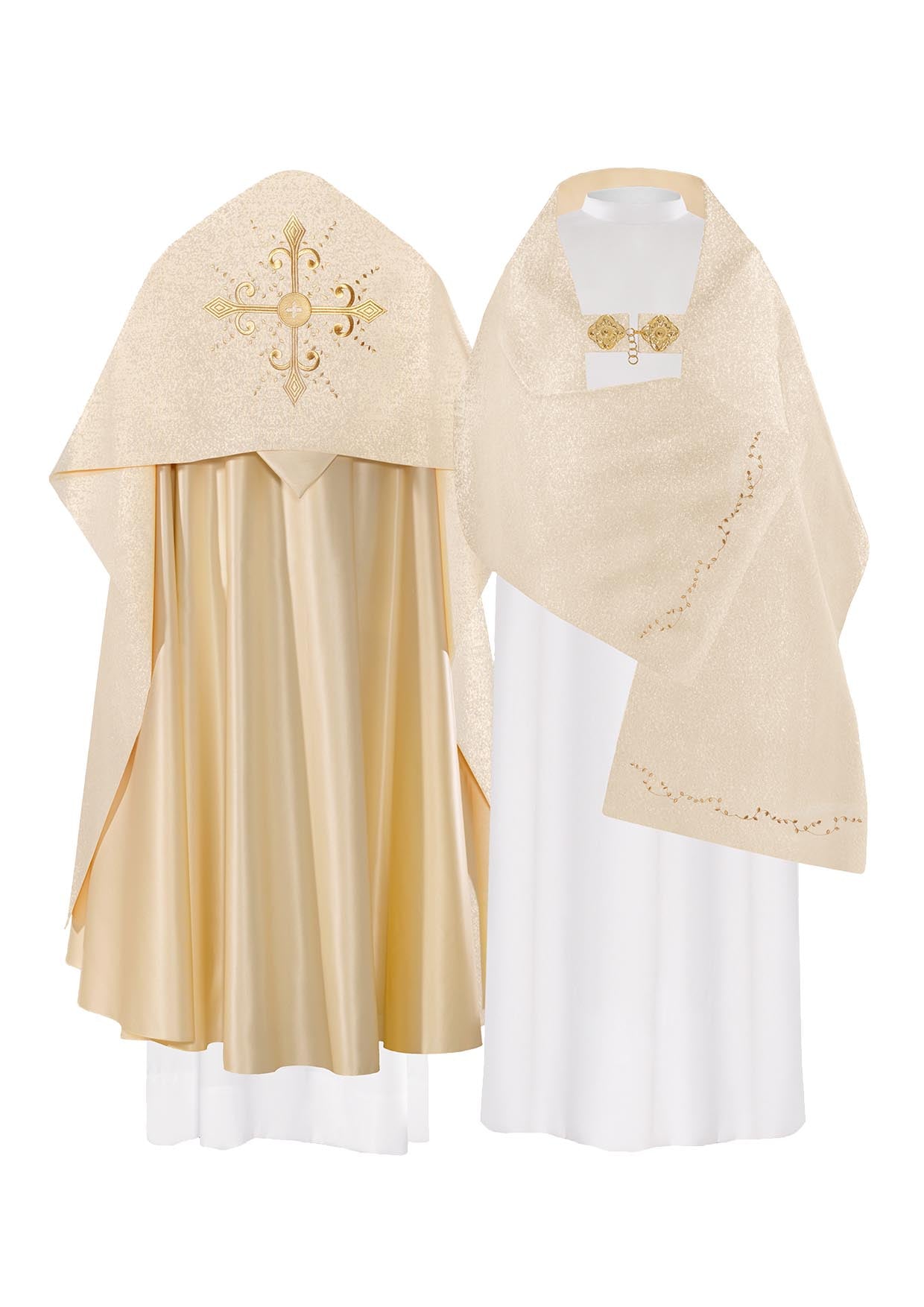 Liturgical veil with golden cross embroidery