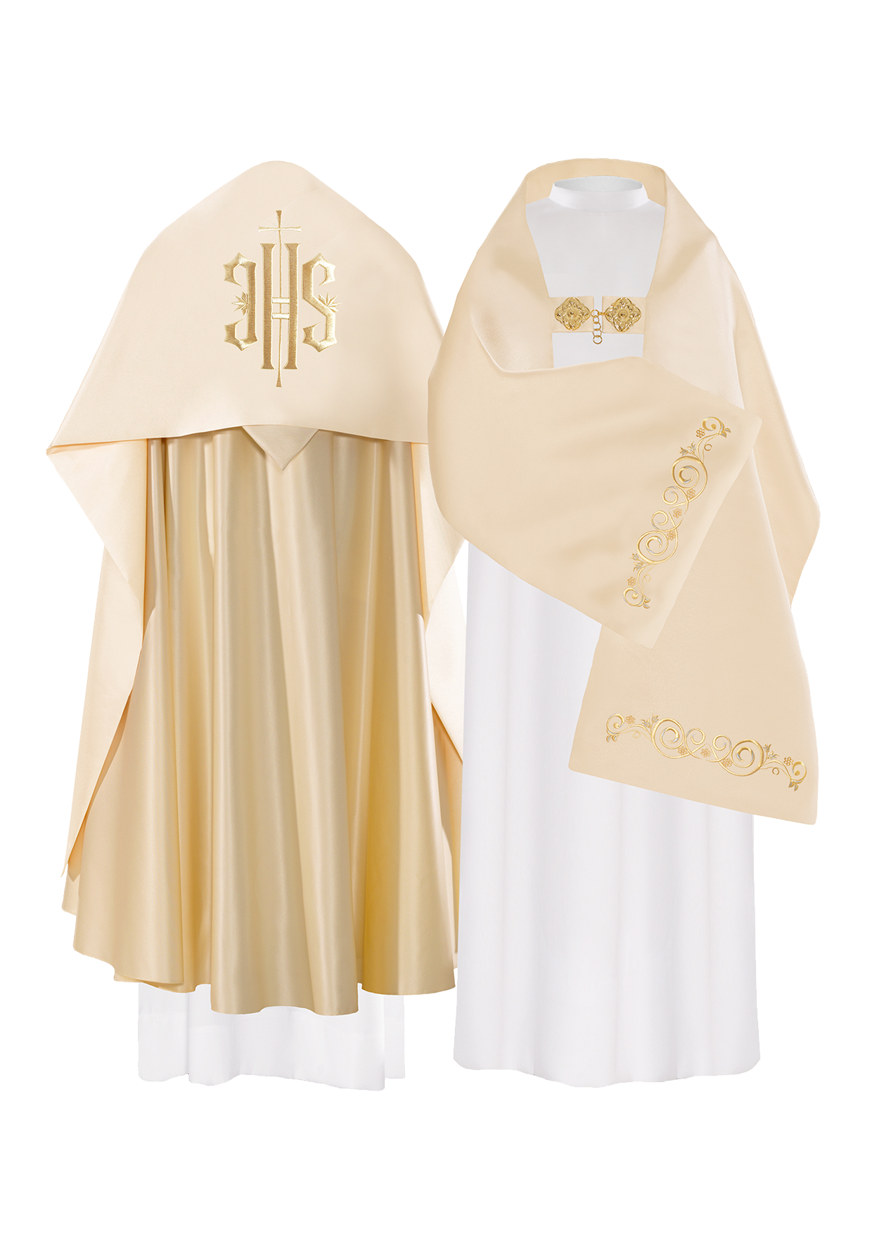 Ecru IHS embroidered liturgical veil