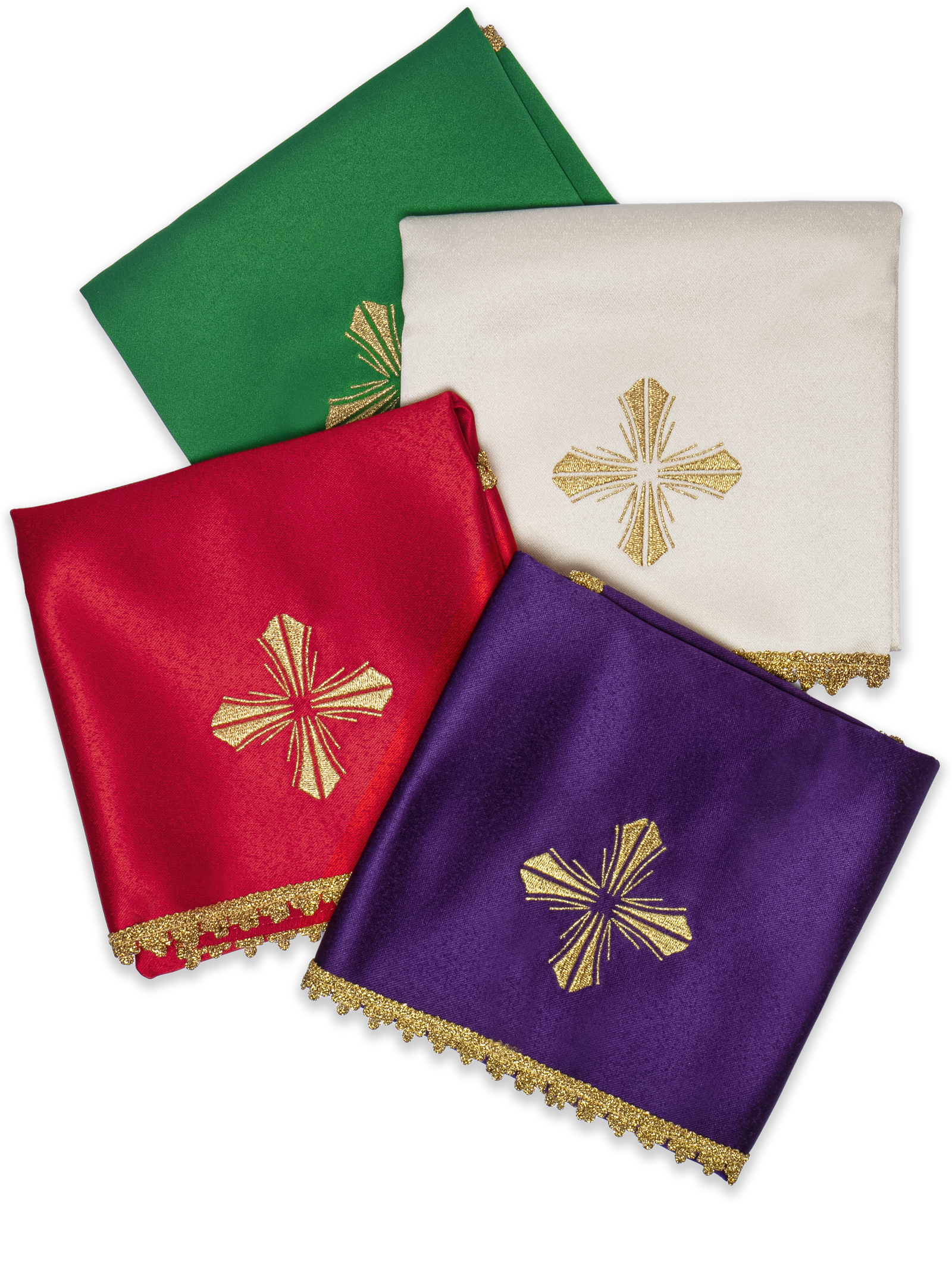 Chalice veils in 4 liturgical colors with gold cross