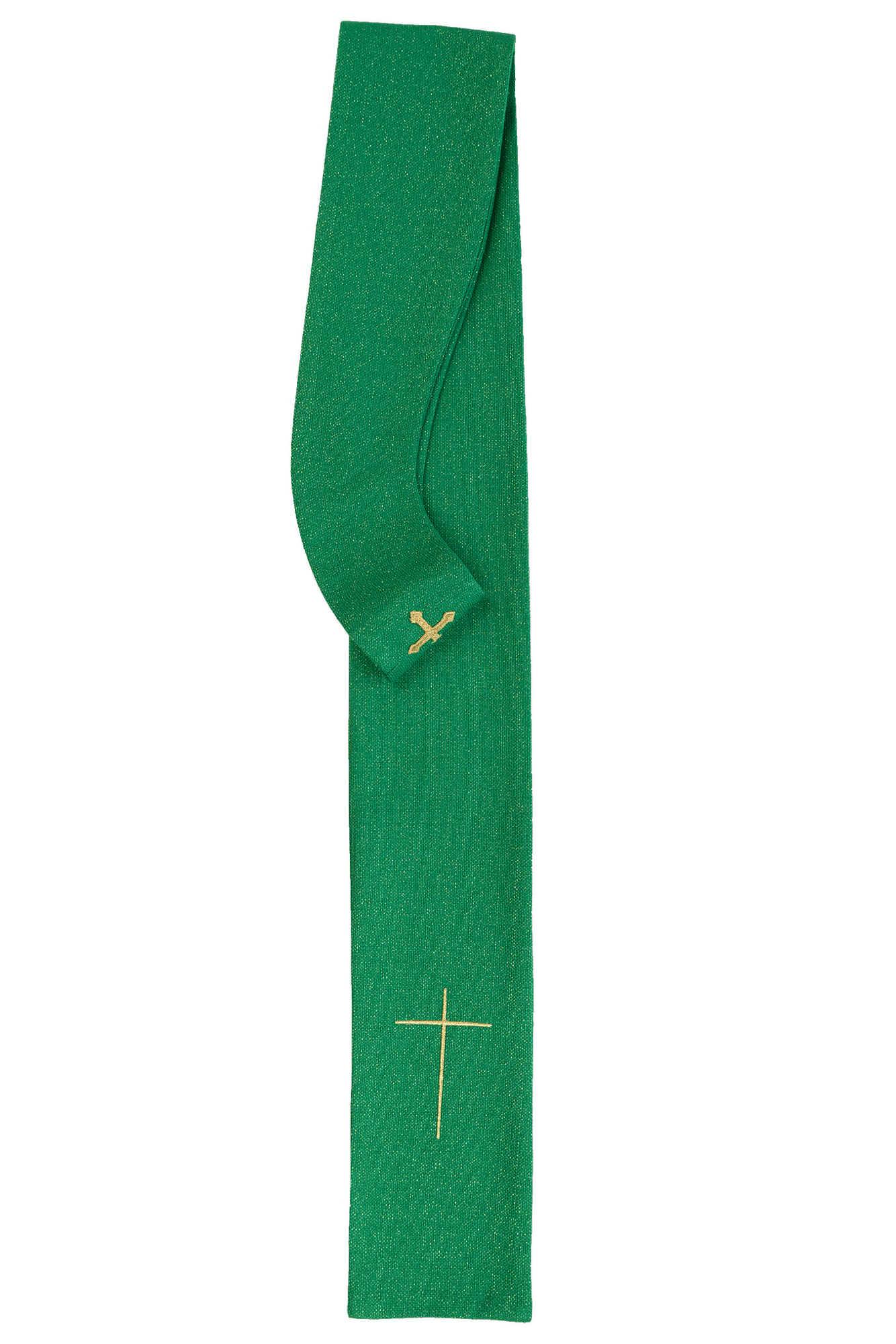 Shiny, richly embroidered green chasuble