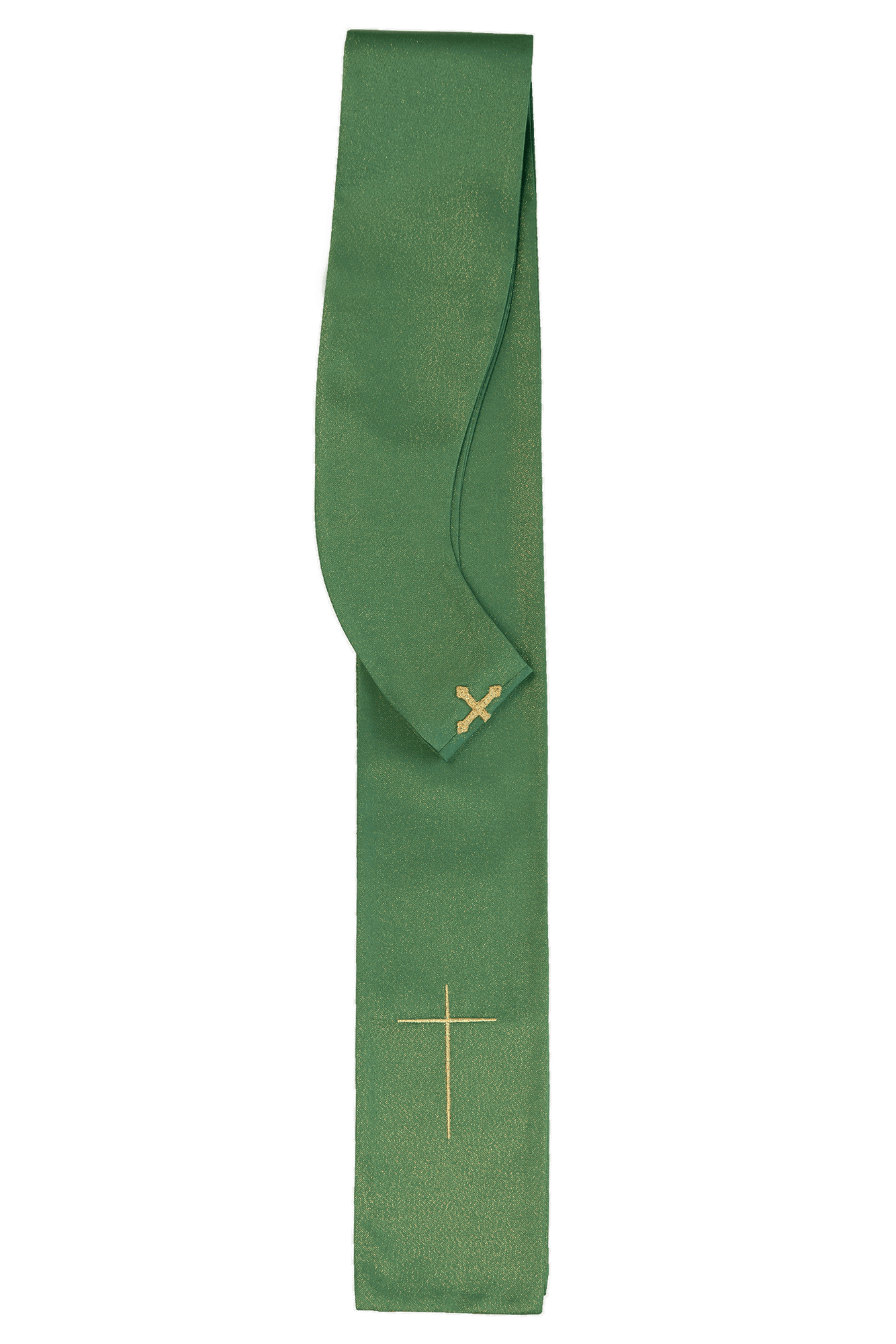 Green chasuble on a glossy fabric