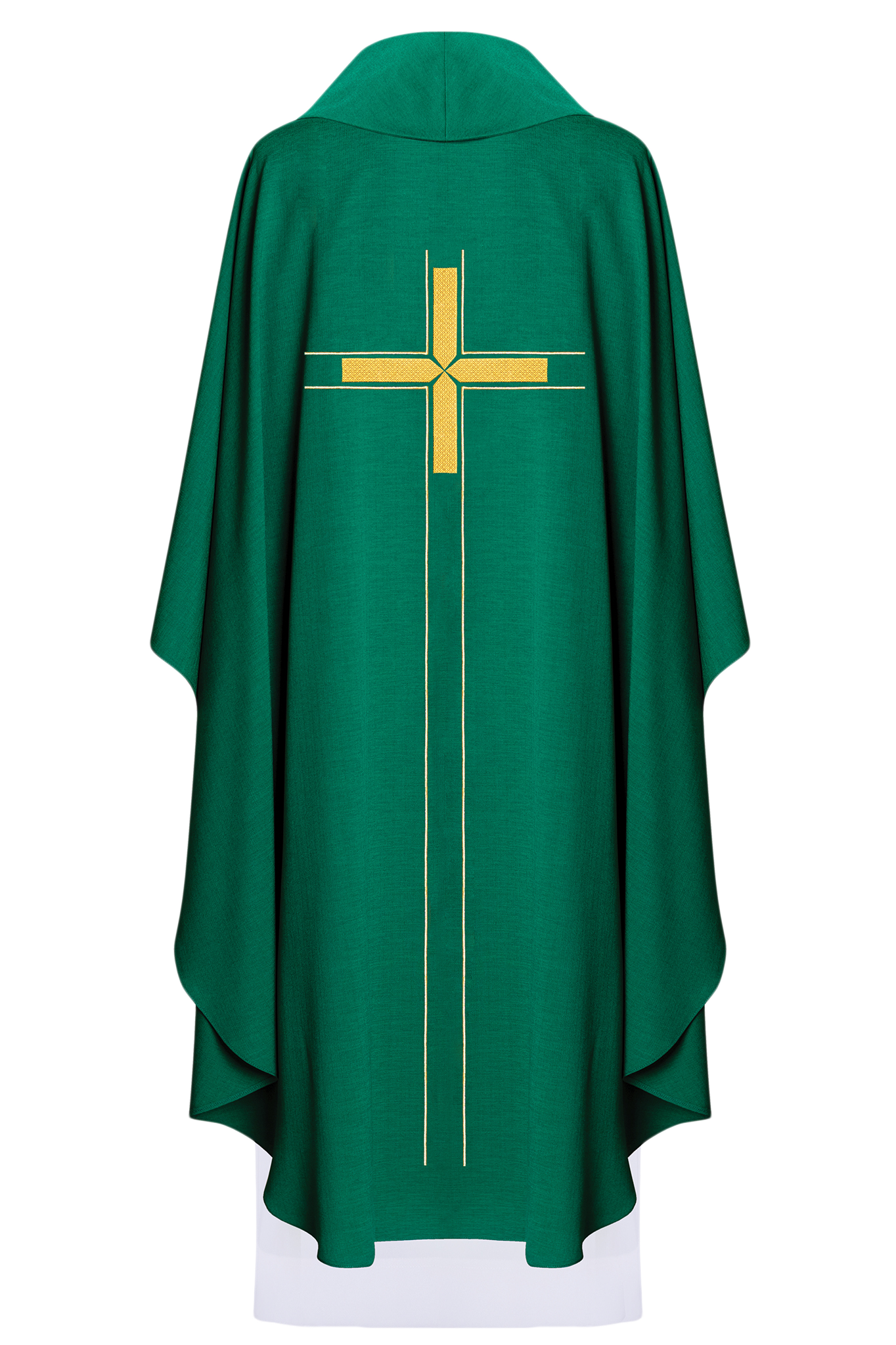 Green chasuble embroidered in a minimalist design