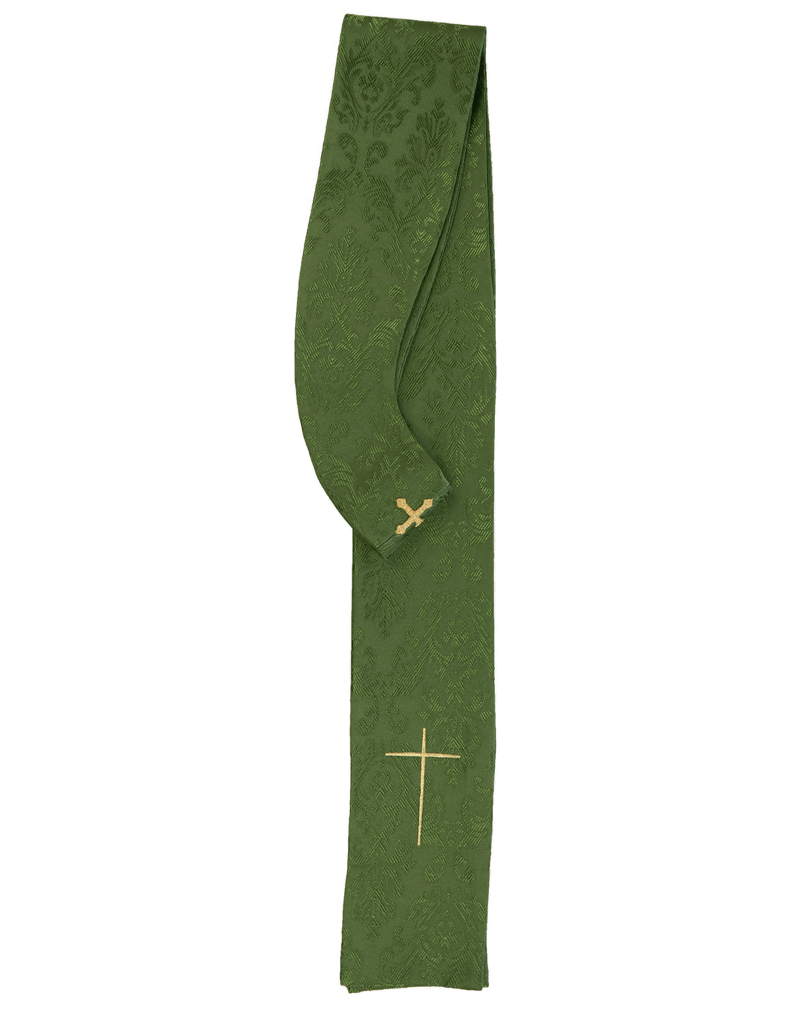 Green liturgical chasuble decorated with an embroidered belt