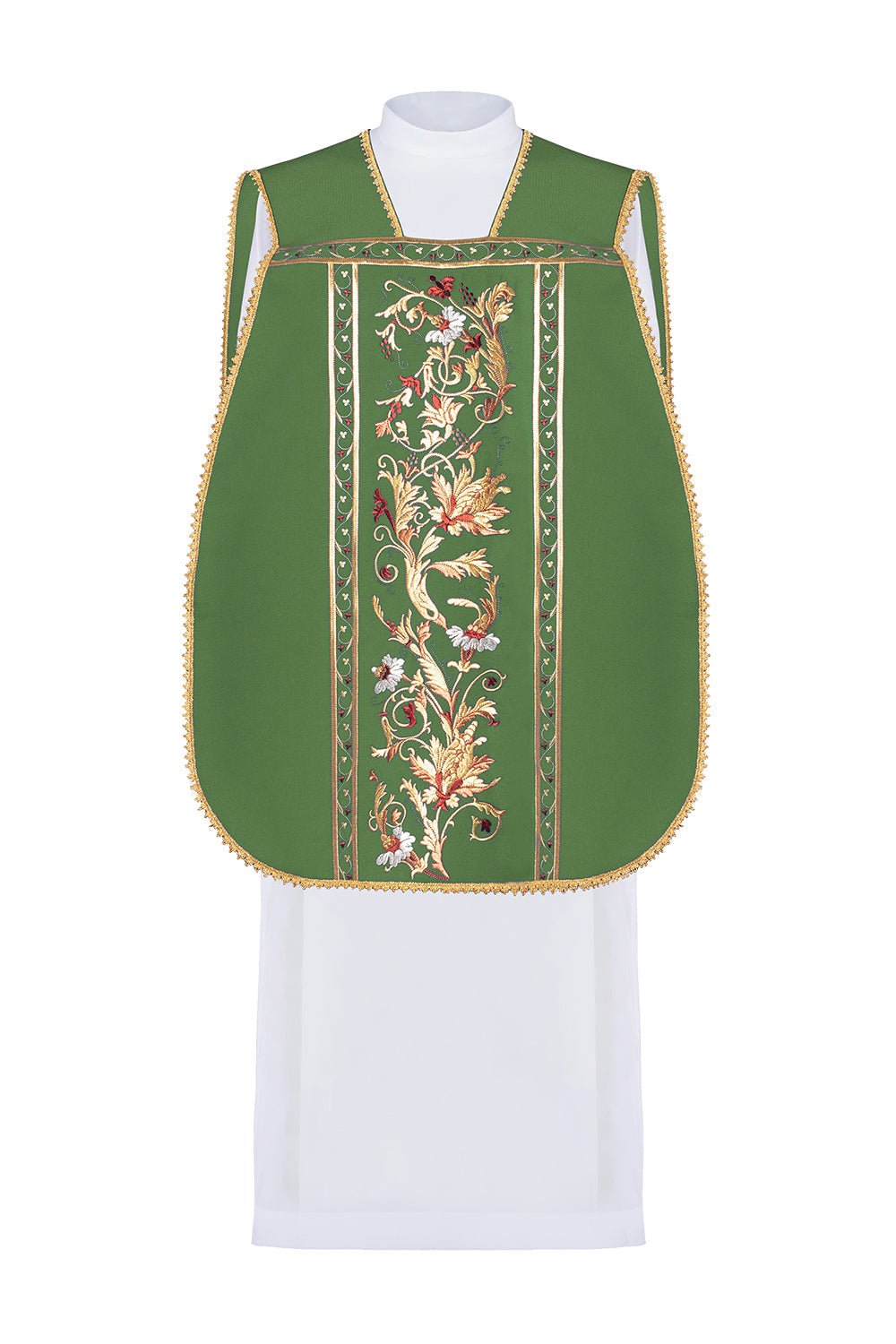 Green Roman Chasuble embroidered with the motif of the Eucharistic chalice