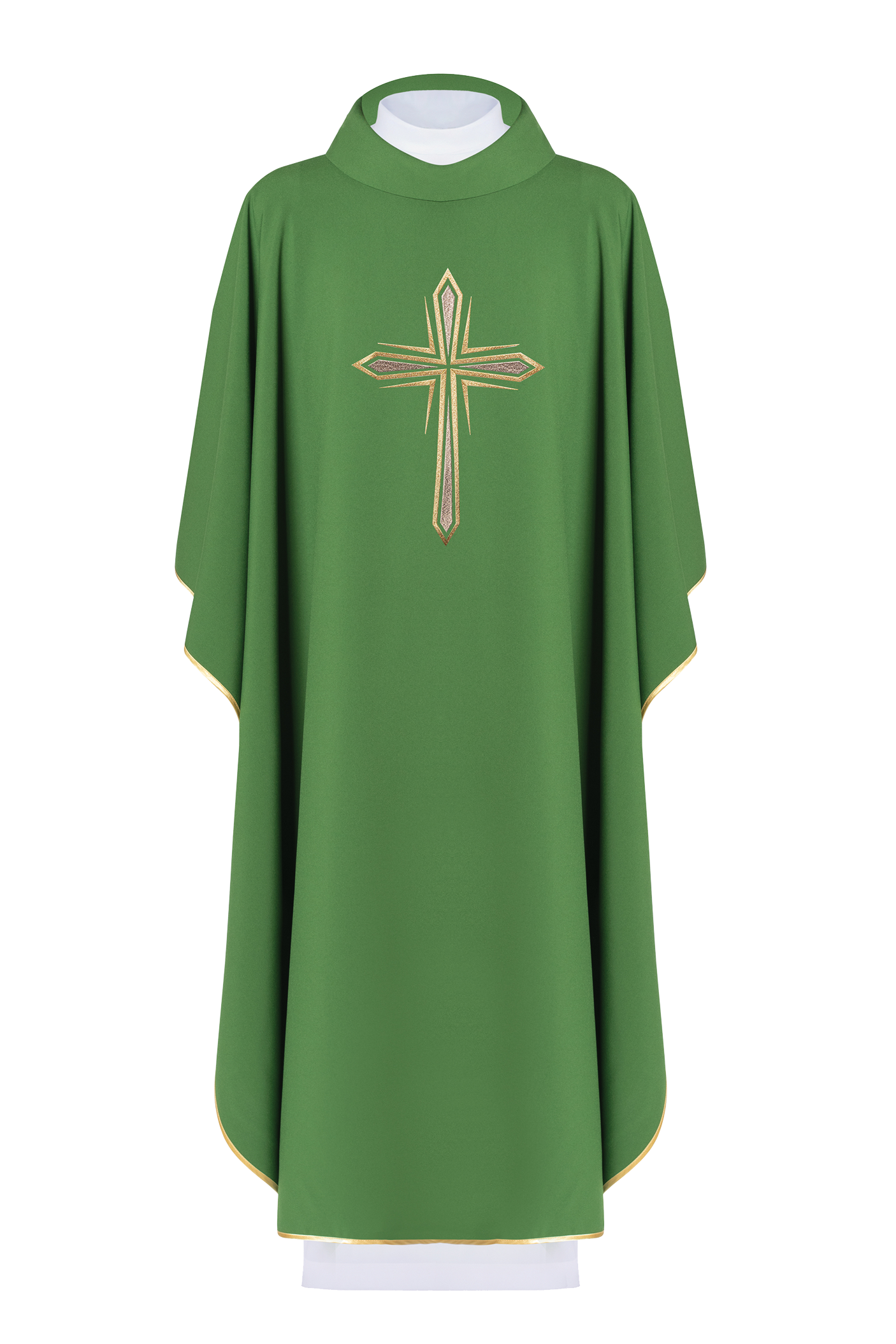 Green chasuble with cross embroidery