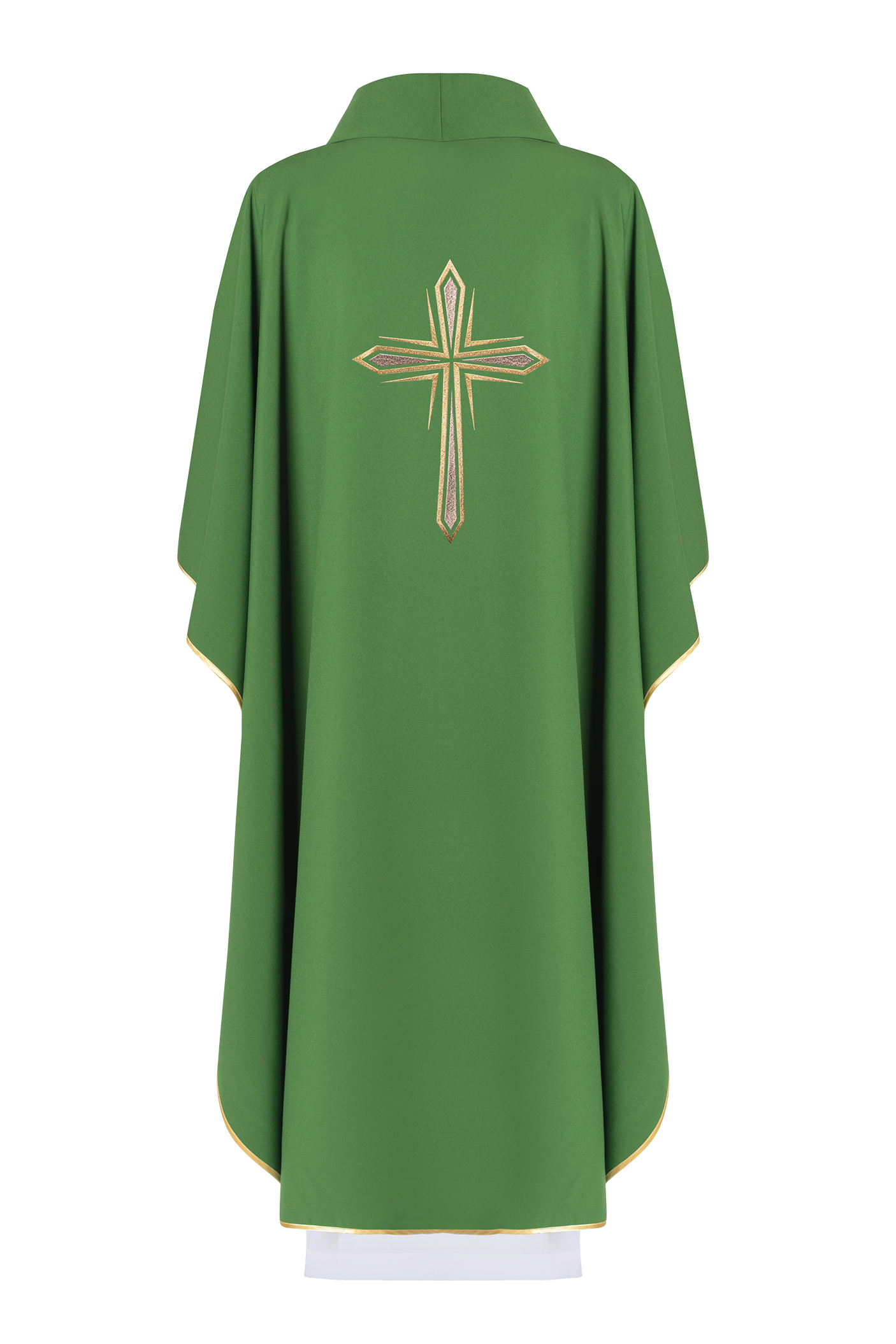 Green chasuble with cross embroidery