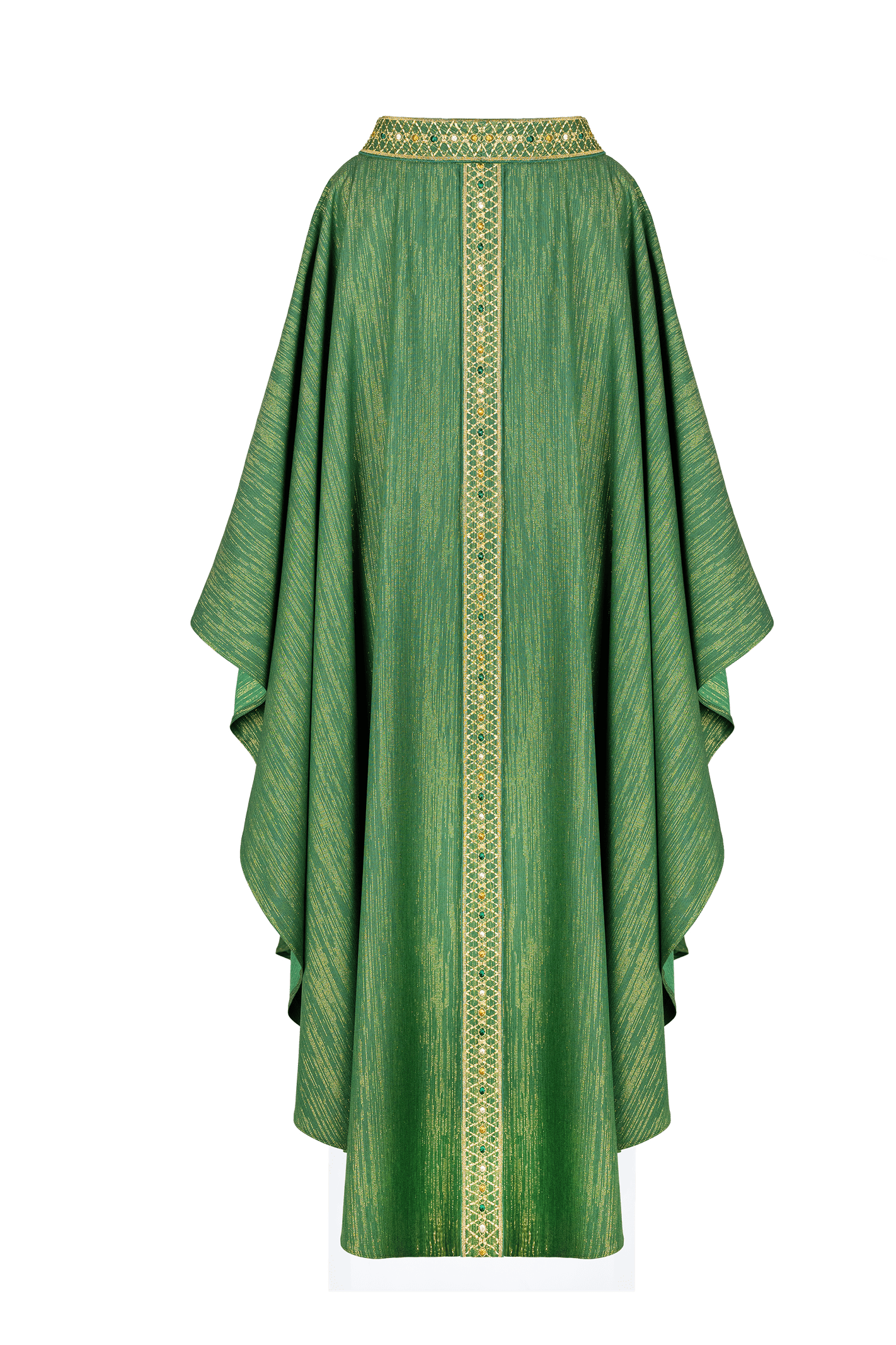 Green chasuble made of glittery golden fabric