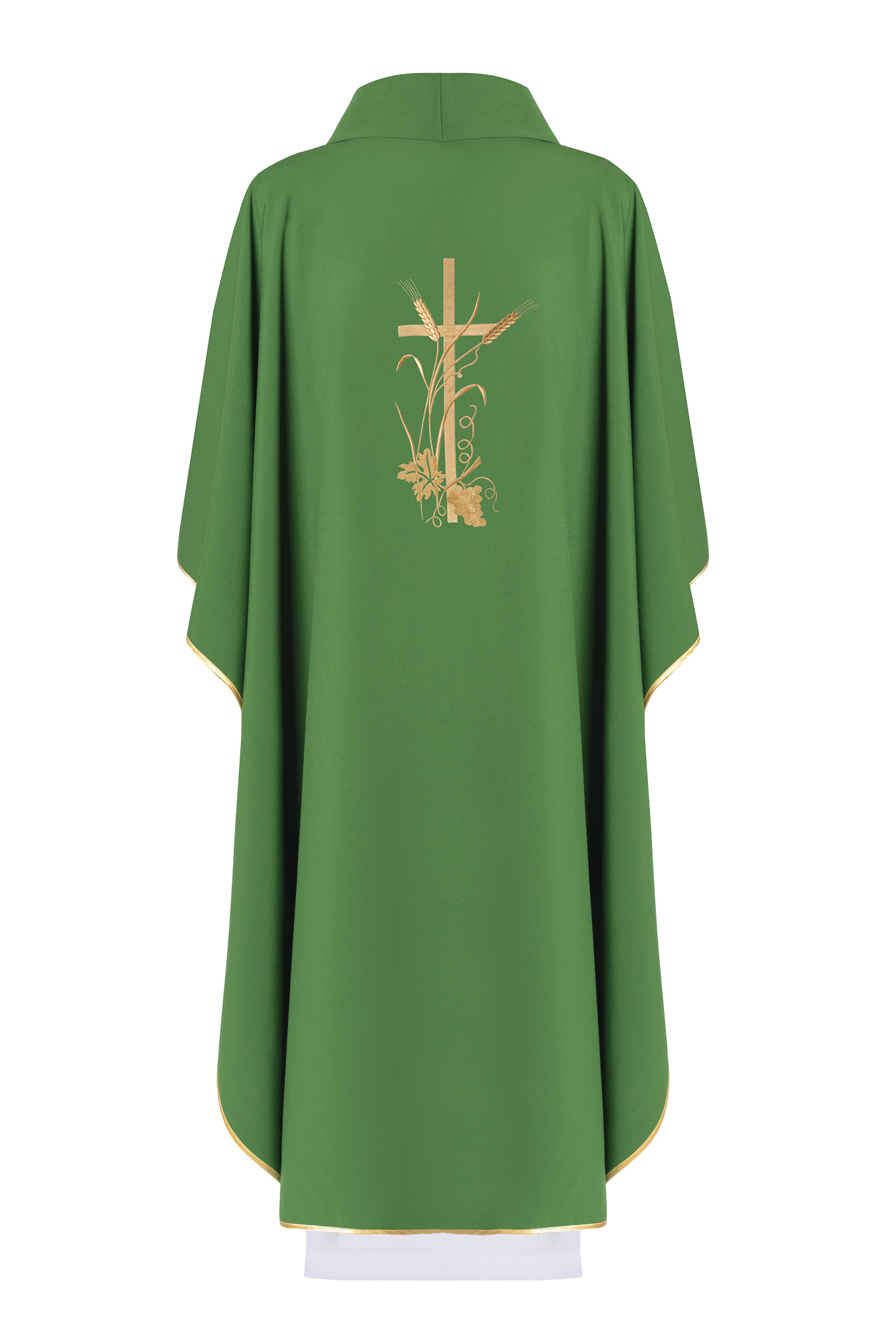 Green chasuble with golden cross embroidery