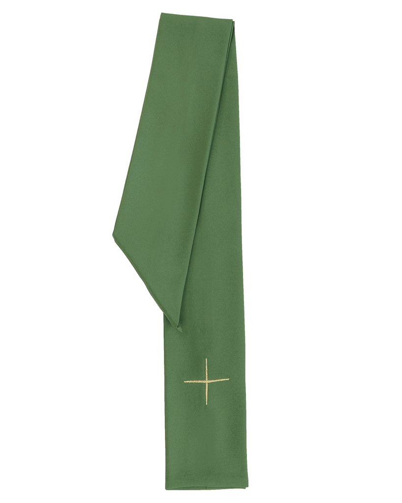 Green chasuble with embroidered Jerusalem cross