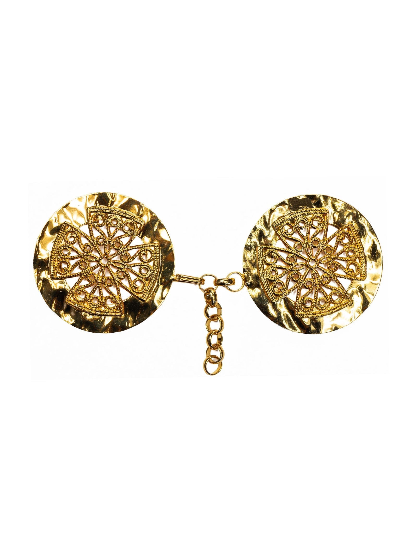 Golden clasp for liturgical vestments with a cross symbol