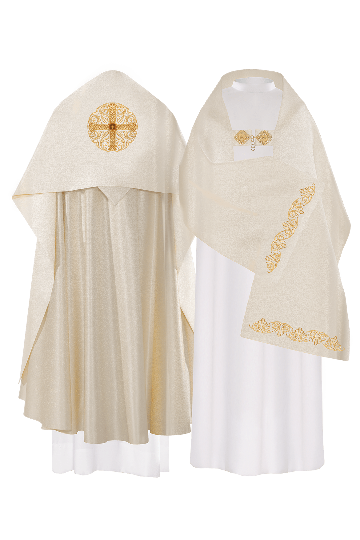 Golden liturgical veil with a cross pattern